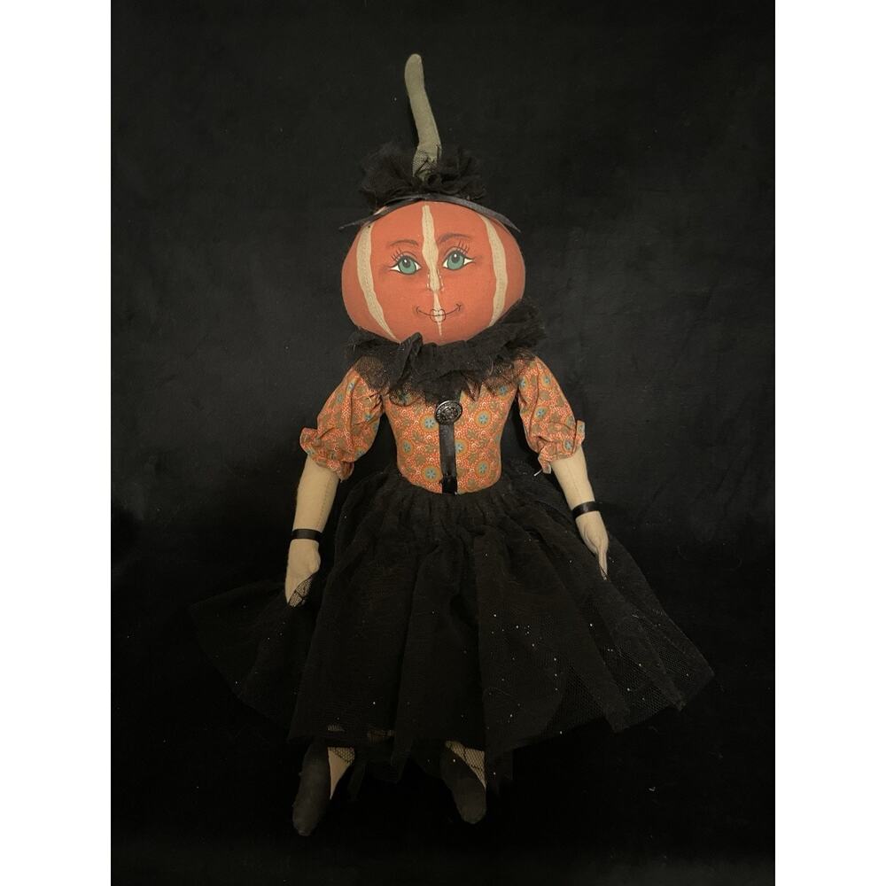 Gathered Traditions Pauline Pumpkin Head Cottage Core Joe Spencer Folk Art Doll